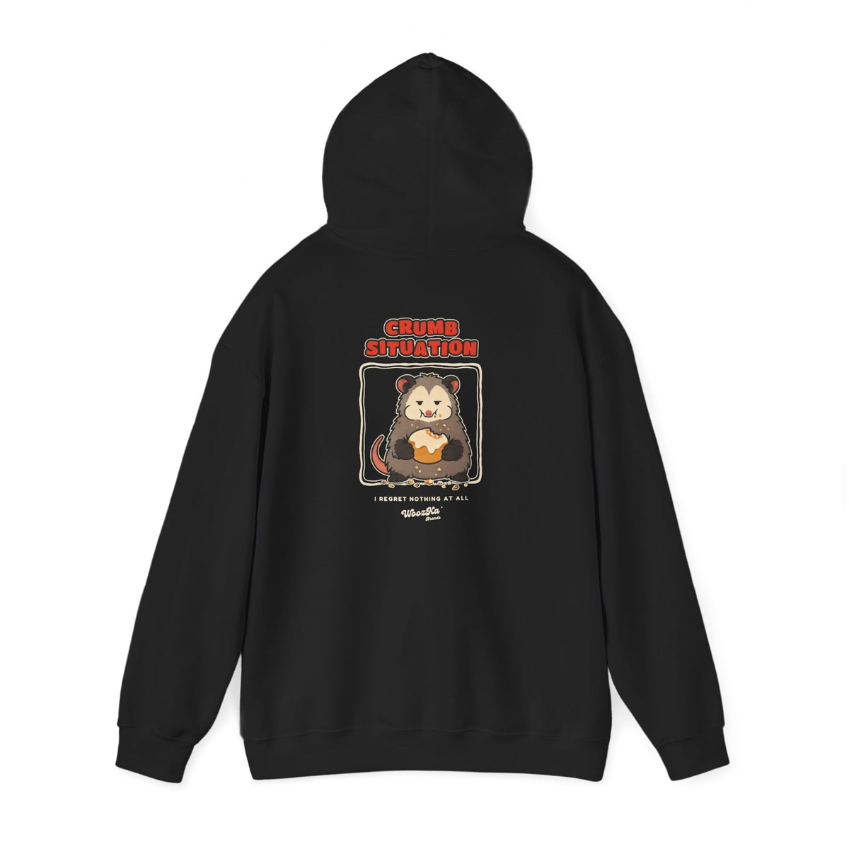 WoozKa Brands Crumb Situation Opossum Hoodie, Front and Back Graphic