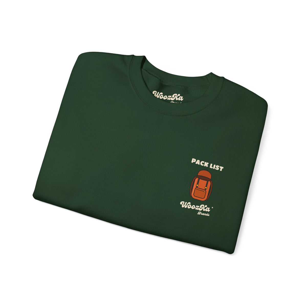 WoozKa Brands Hiking Sweatshirt, Backpacking Gear List Back Print