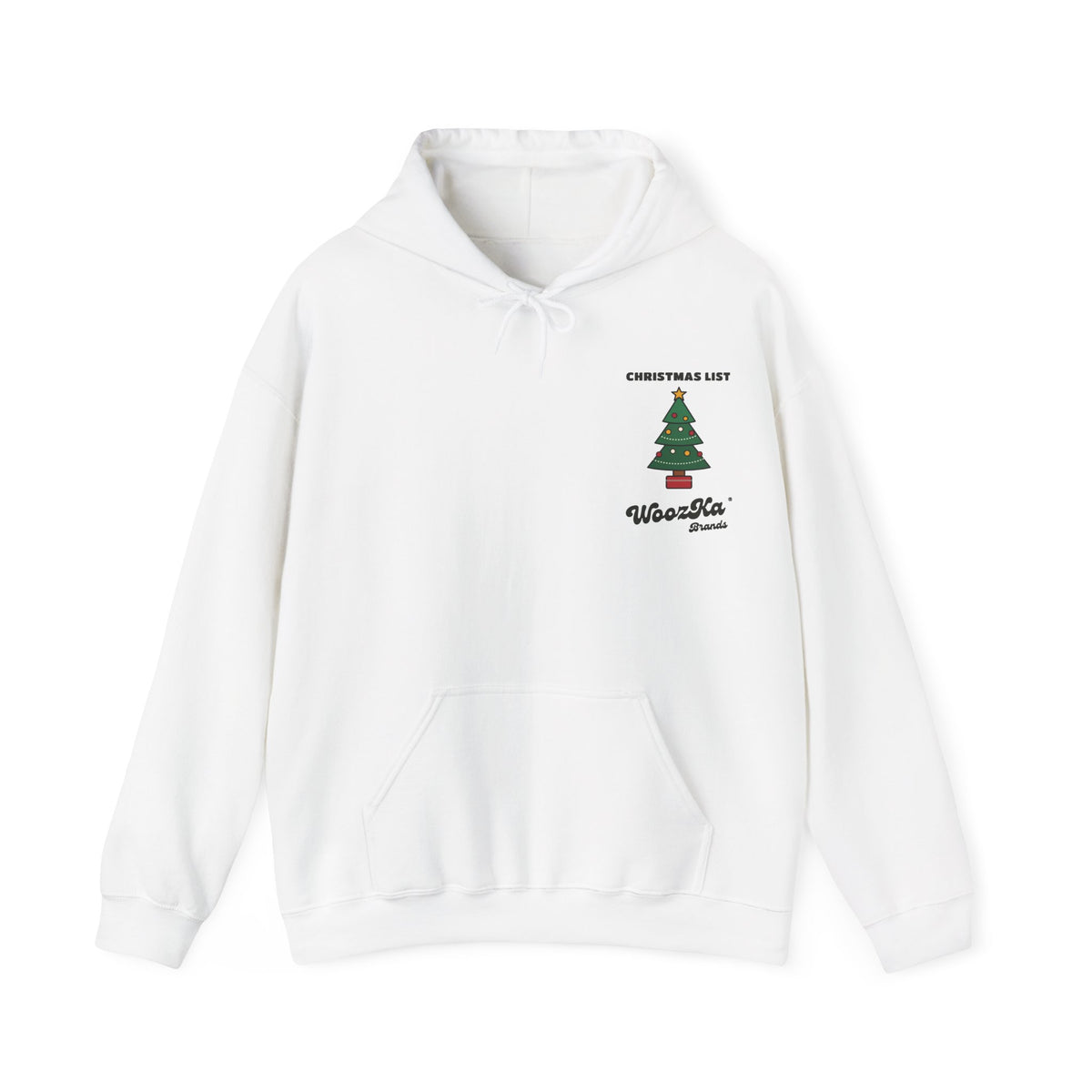 WoozKa Brands Cute Christmas Tree Hoodie, Holiday List Wide Back Print