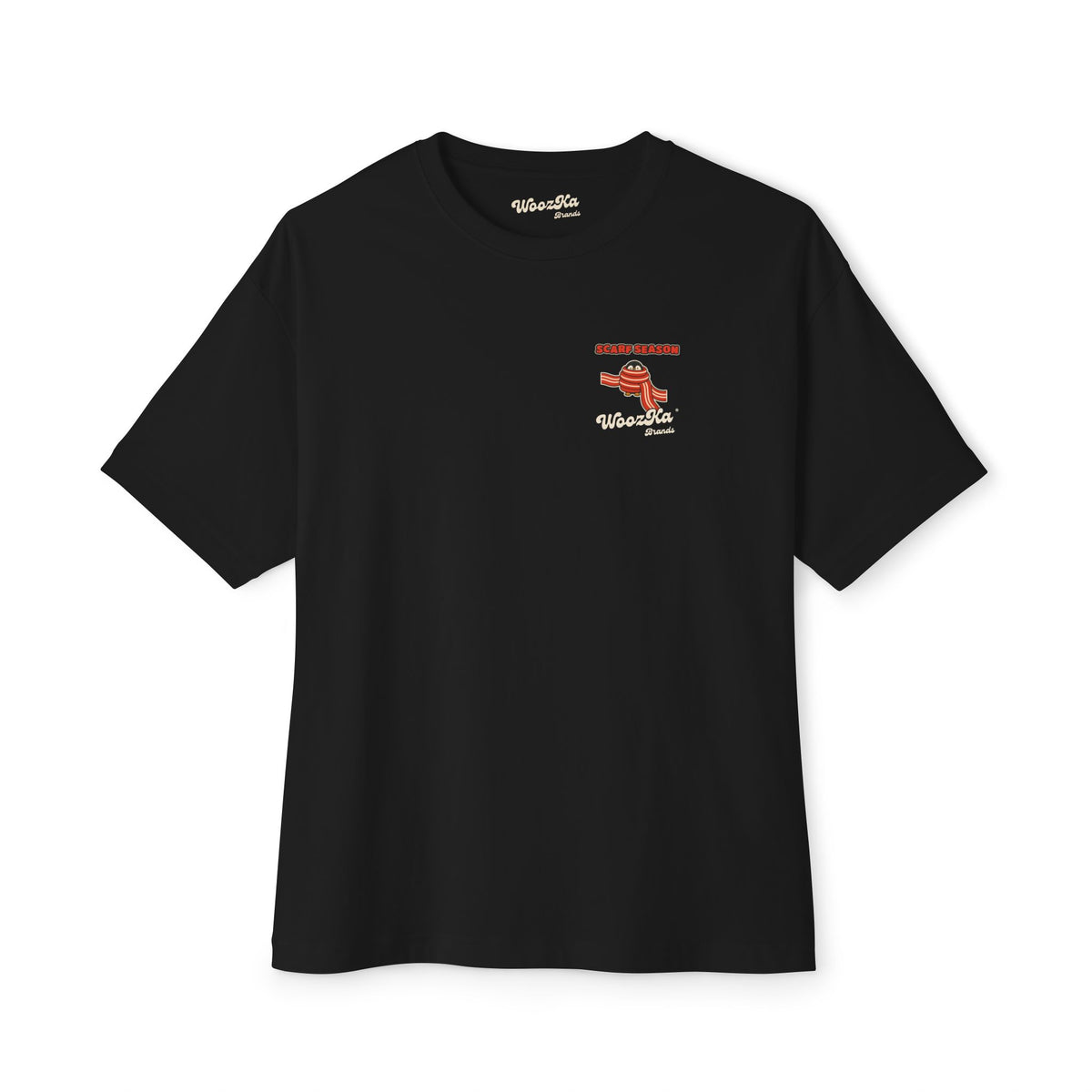 WoozKa Brands Scarf Season Penguin Oversized Boxy T-Shirt, Two-Sided