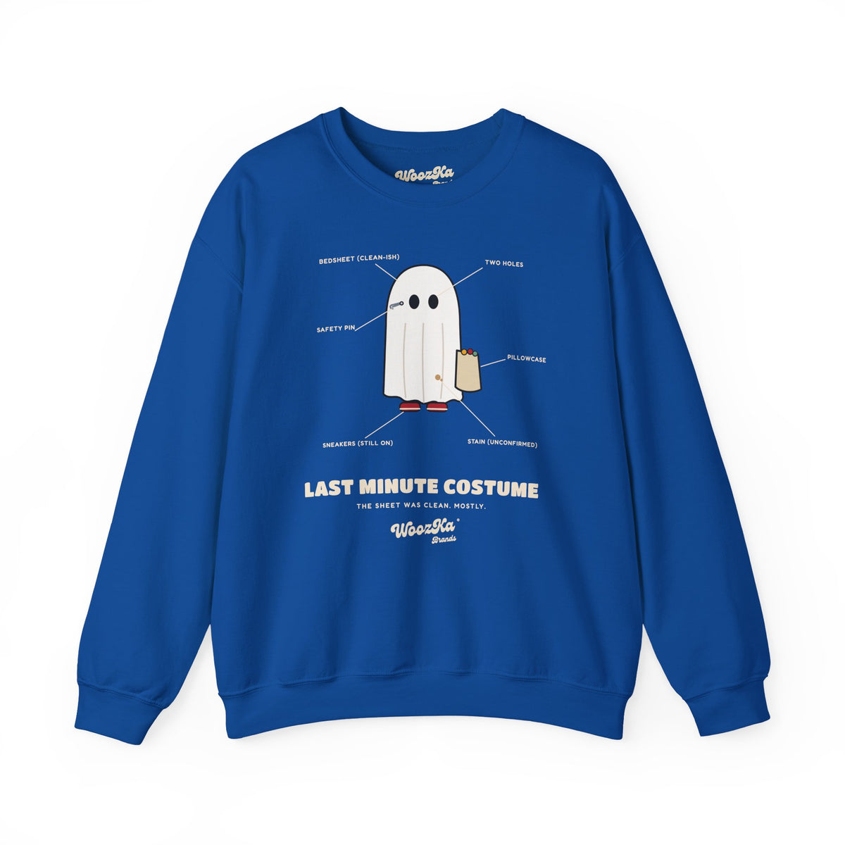 WoozKa Brands Lazy Halloween Costume Sweatshirt, Funny Ghost Front Print