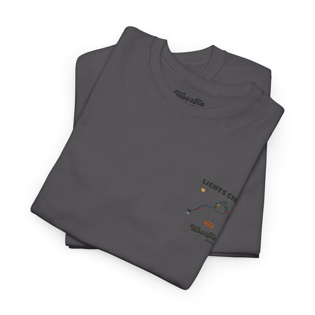 WoozKa Brands Christmas Lights T-Shirt, Funny Holiday Decorating Back Print
