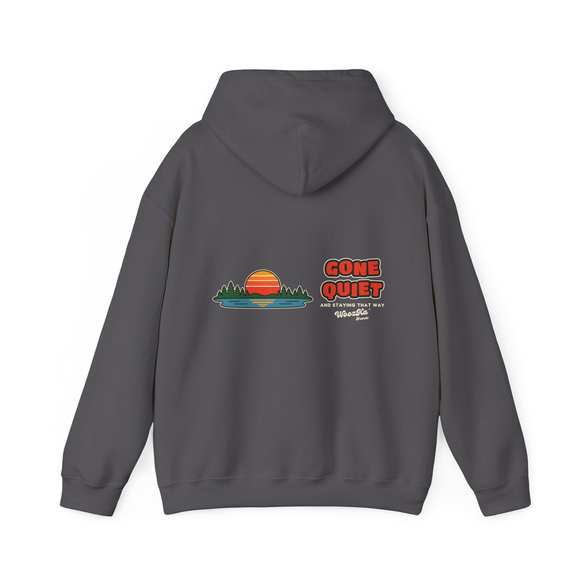 WoozKa Brands Retro Sunset Lake Hoodie, Nature Outdoors Wide Back Print