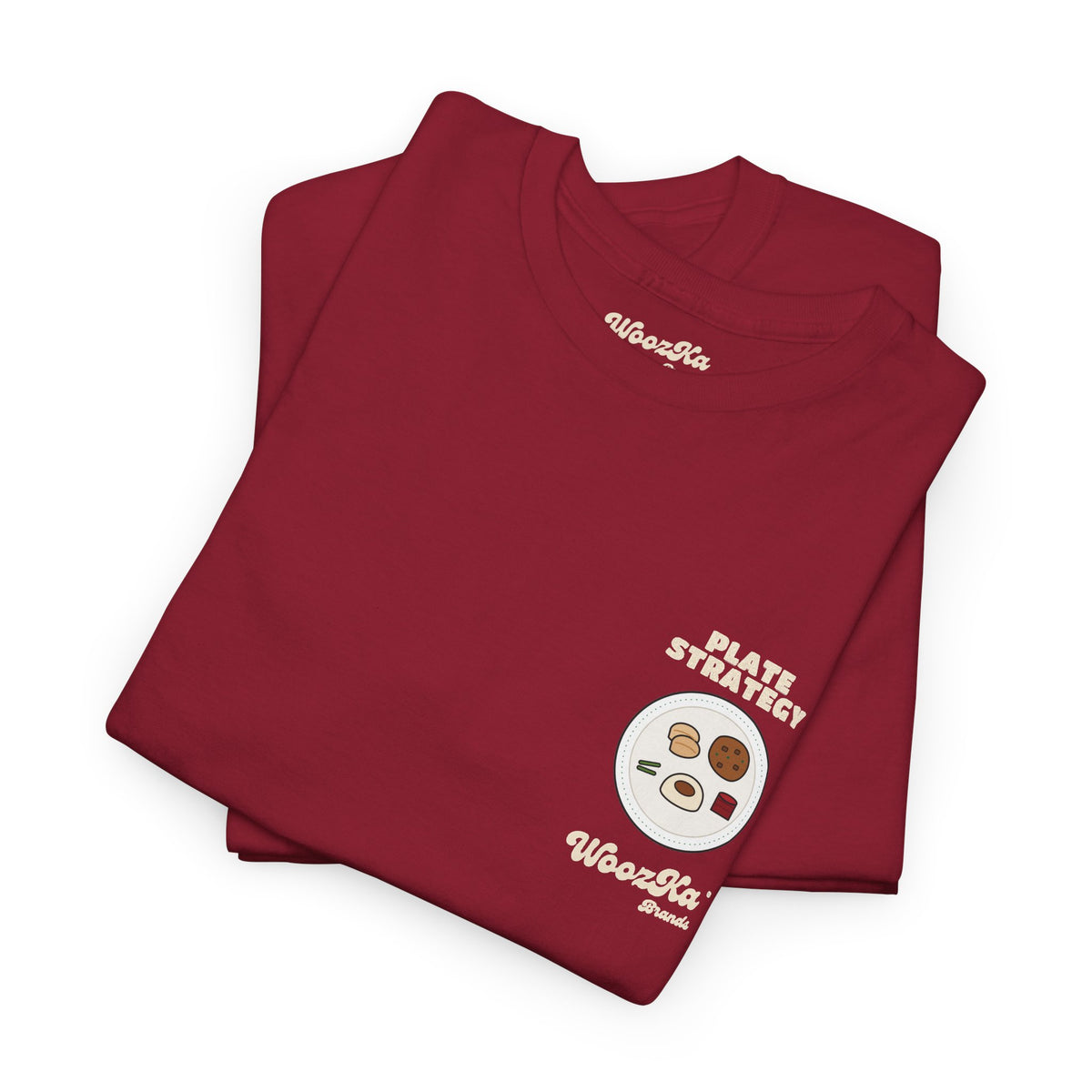 WoozKa Brands Funny Thanksgiving T-Shirt, Turkey Dinner Plate Back Print