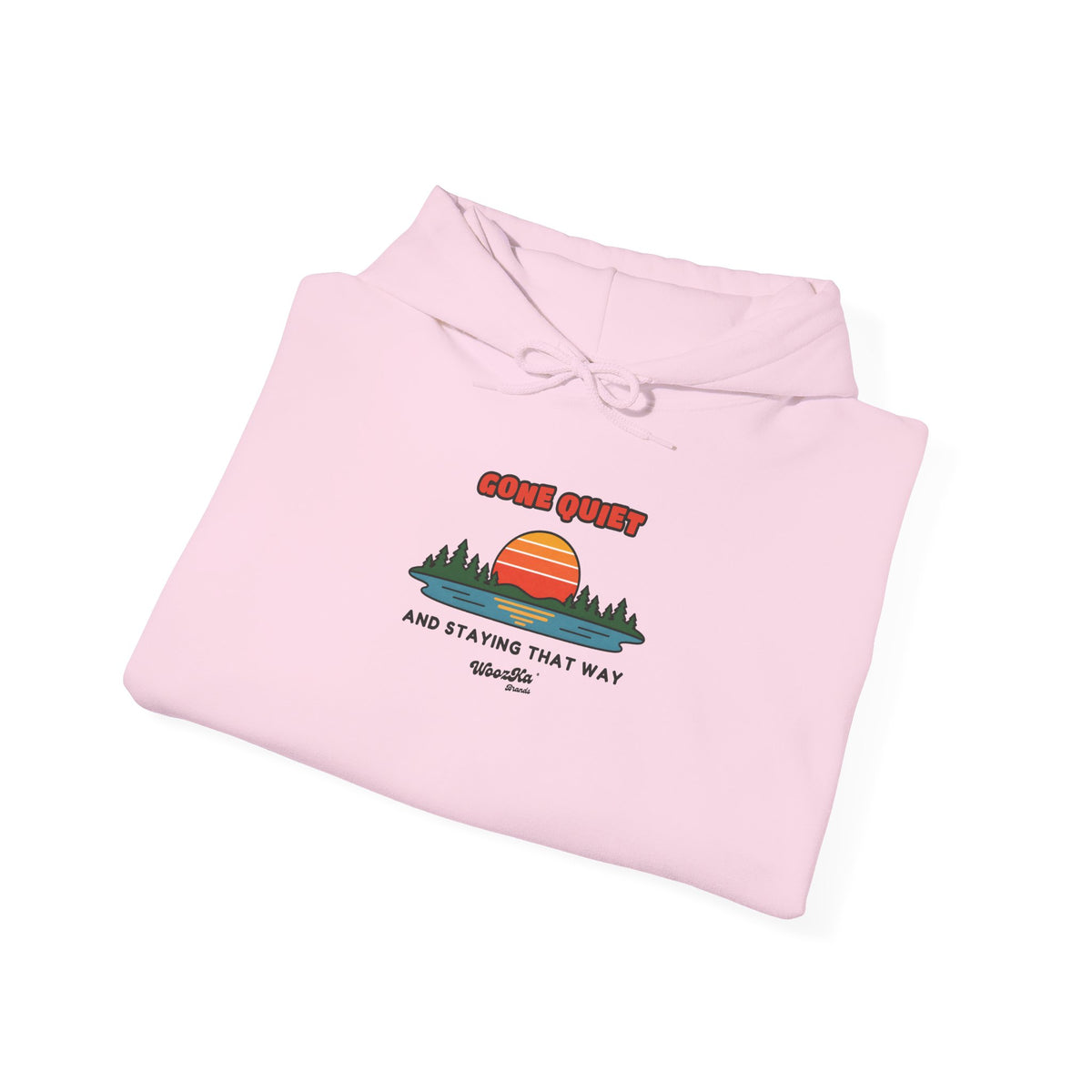 WoozKa Brands Retro Sunset Lake Hoodie, Nature Outdoors Pine Front Print