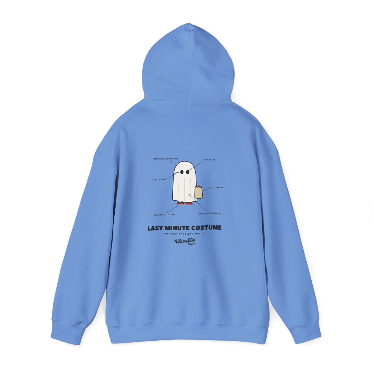 WoozKa Brands Lazy Halloween Costume Hoodie, Funny Ghost Sheet Back Print