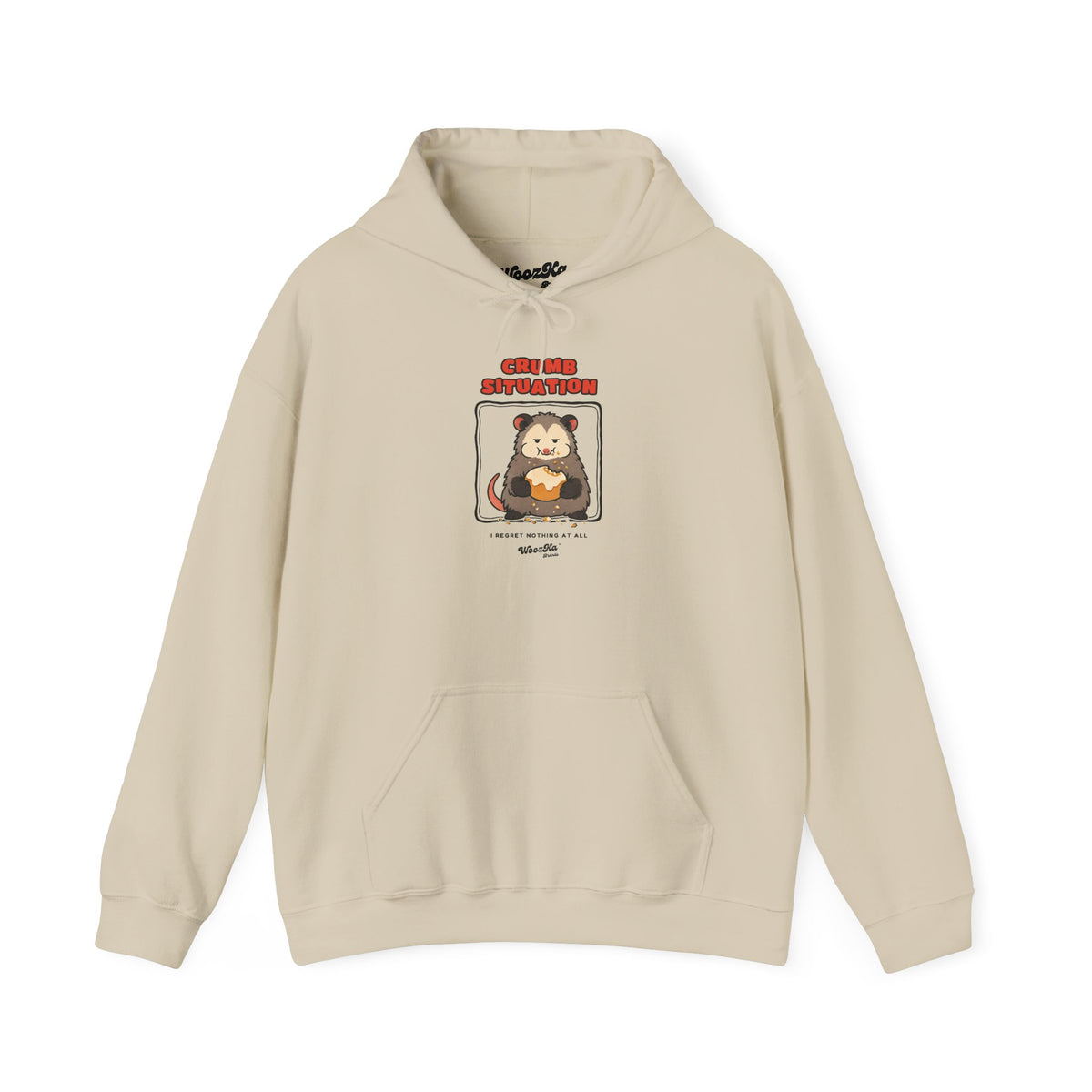 WoozKa Brands Crumb Situation Opossum Hoodie, Front Graphic