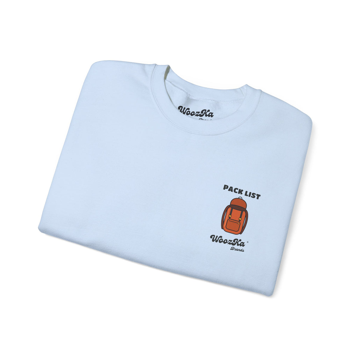 WoozKa Brands Hiking Sweatshirt, Backpacking Gear List Back Print
