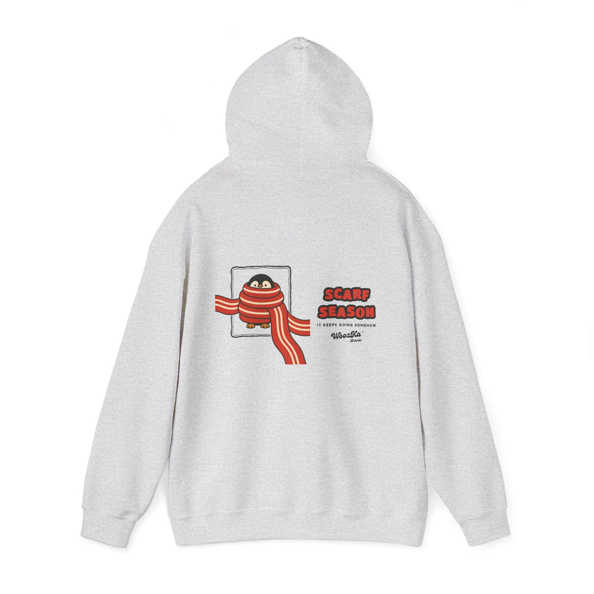 WoozKa Brands Scarf Season Penguin Hoodie, Wide Back Graphic
