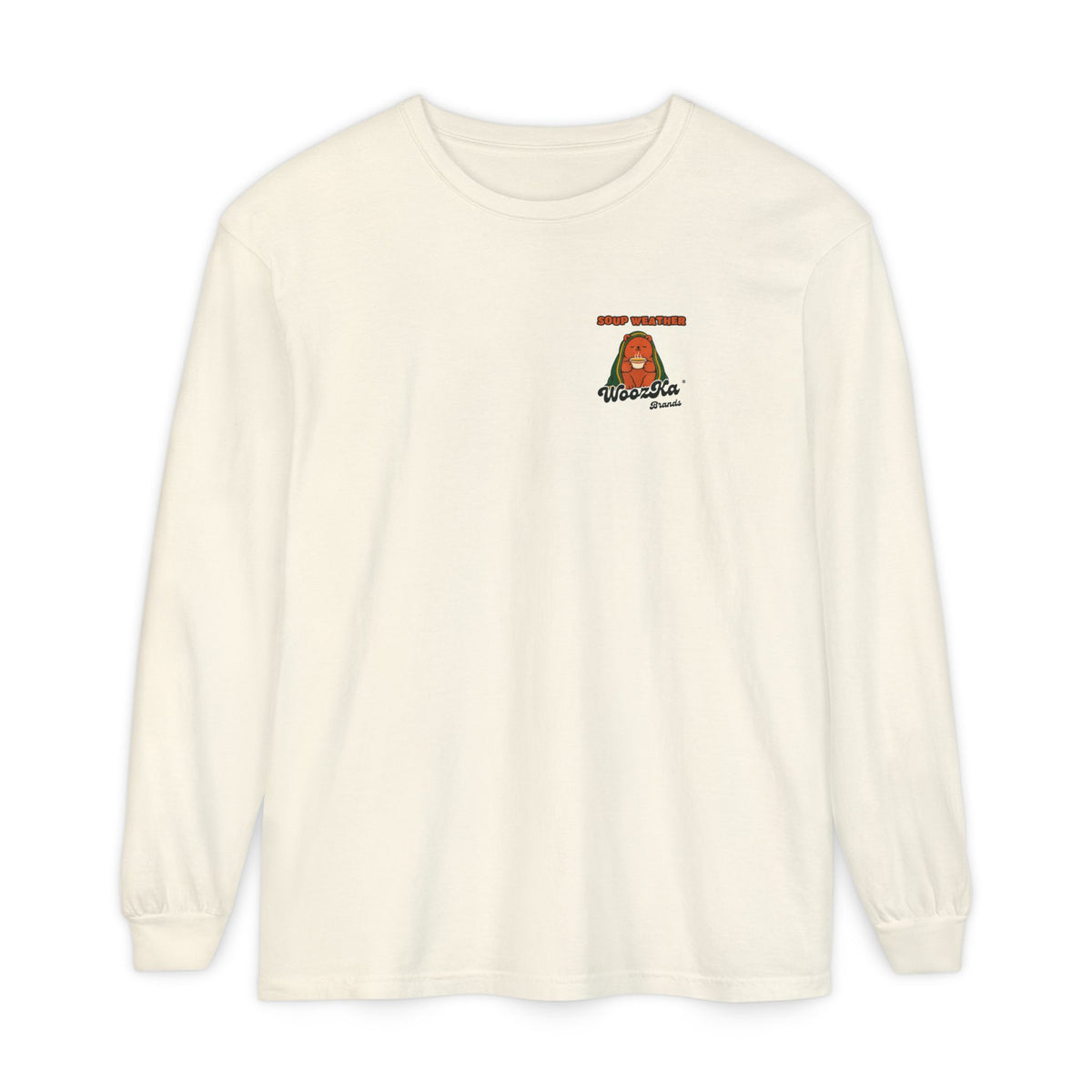 WoozKa Brands Soup Weather Bear Long Sleeve T-Shirt, Front and Back Graphic