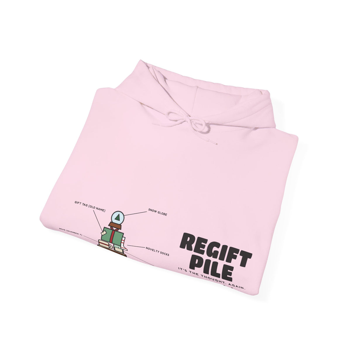 WoozKa Brands Funny Christmas Hoodie, Regift Office Party Wide Front Print