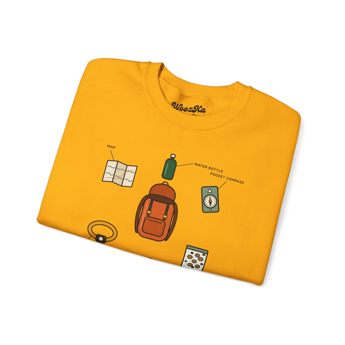 WoozKa Brands Hiking Sweatshirt, Backpacking Gear List Front Print