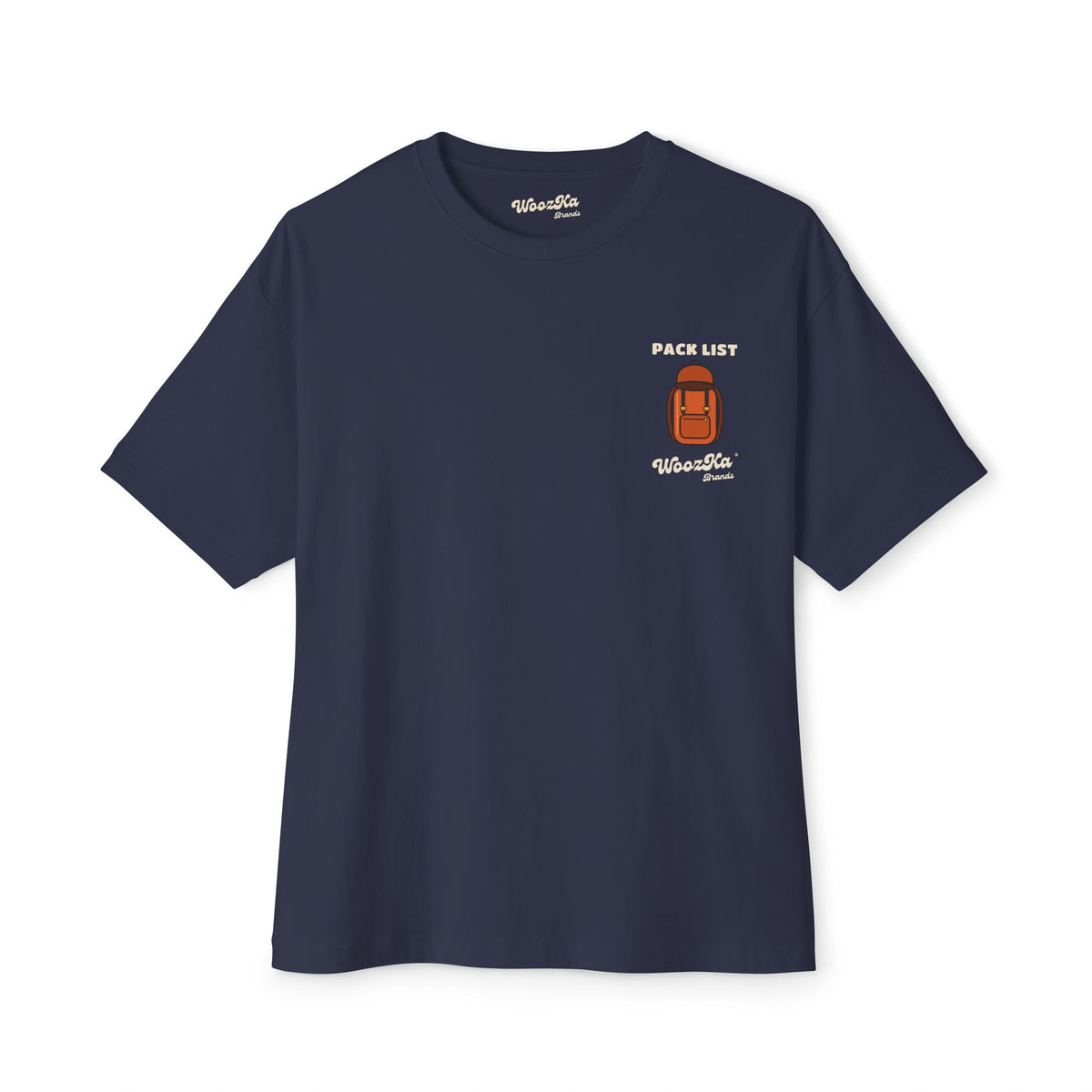 WoozKa Brands Hiking Oversized Tee, Backpacking Gear List Back Print