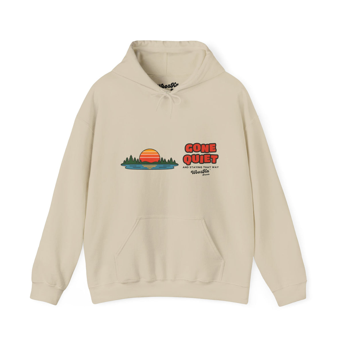 WoozKa Brands Retro Sunset Lake Hoodie, Nature Outdoors Wide Front Print