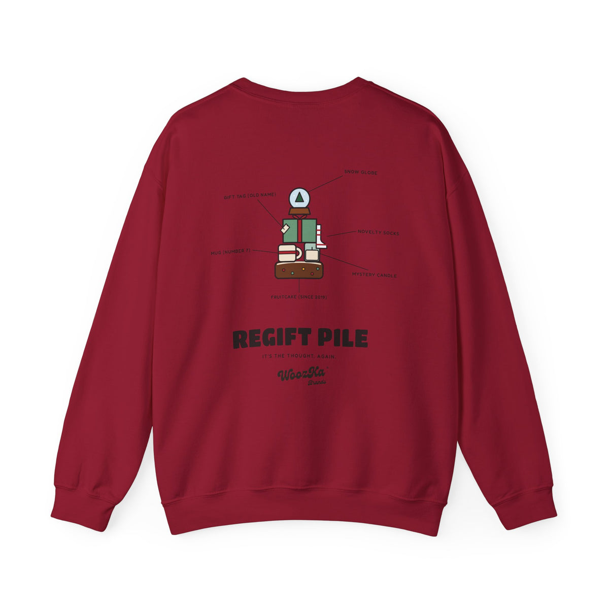 WoozKa Brands Funny Christmas Sweatshirt, Regift Office Party Back Print