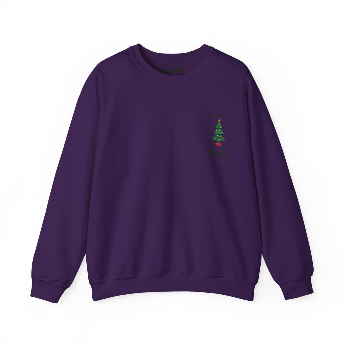WoozKa Brands Cute Christmas Tree Sweatshirt, Holiday List Back Print