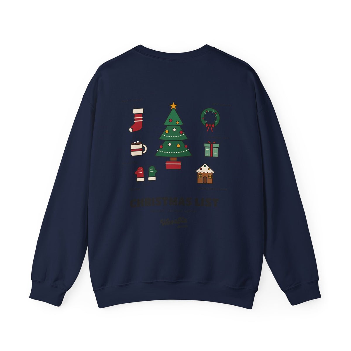 WoozKa Brands Cute Christmas Tree Sweatshirt, Holiday List Back Print