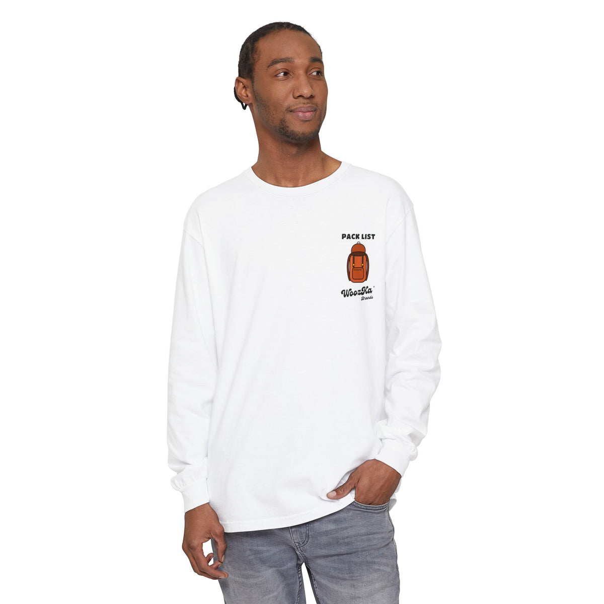 WoozKa Brands Hiking Long Sleeve Tee, Backpacking Gear List Back Print