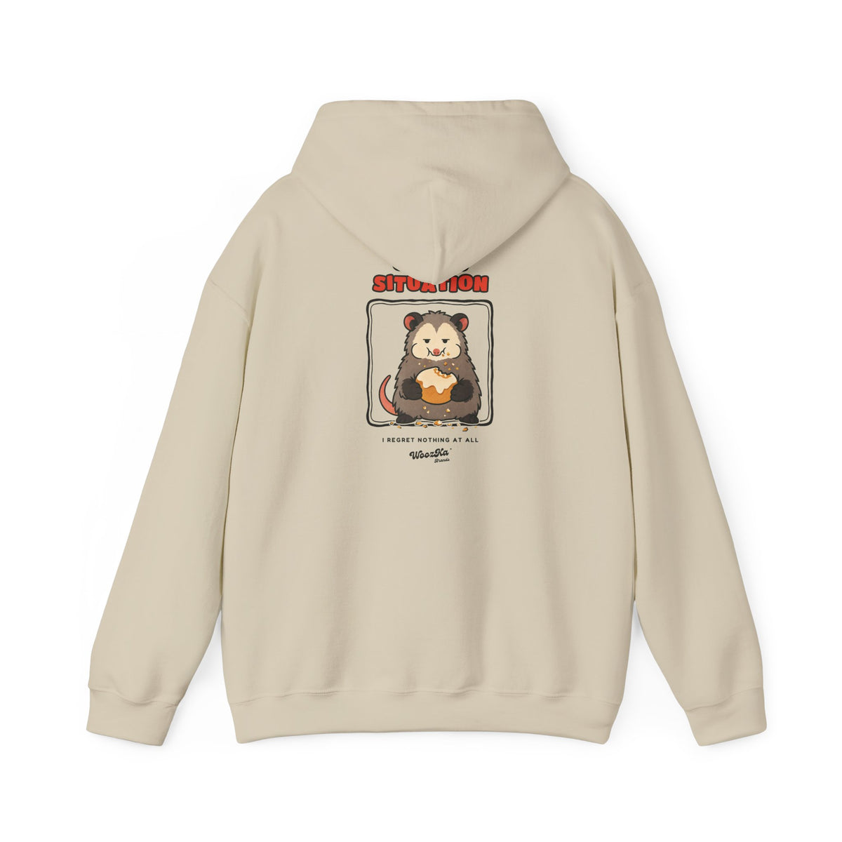 WoozKa Brands Crumb Situation Opossum Hoodie, Front and Back Graphic