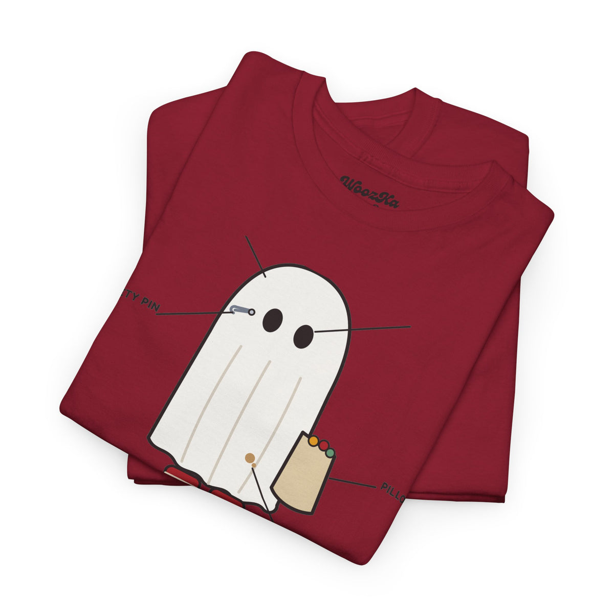 WoozKa Brands Lazy Halloween Costume T-Shirt, Funny Ghost Sheet Front Print