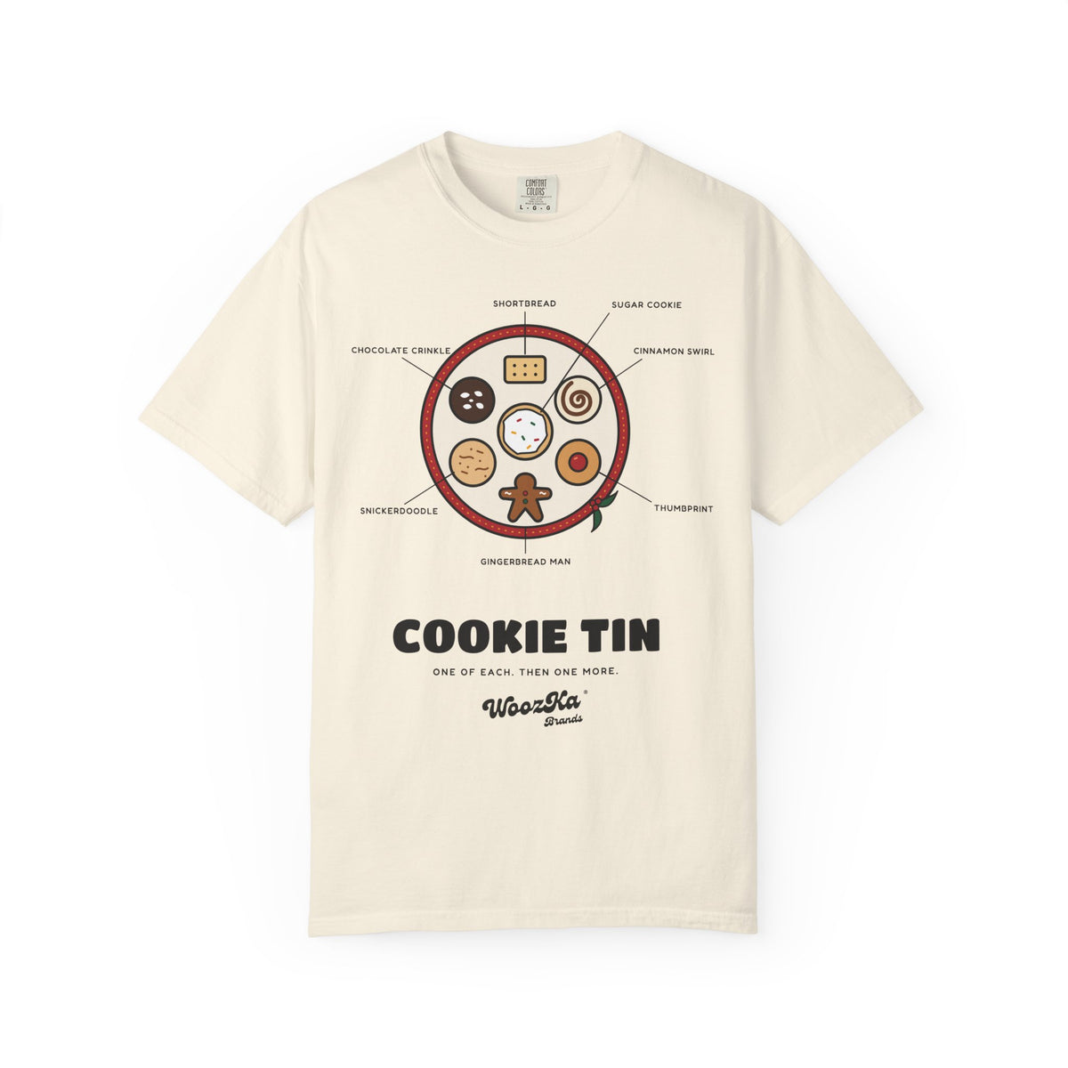 WoozKa Brands Christmas Cookie Heavyweight Tee, Holiday Baking Front Print
