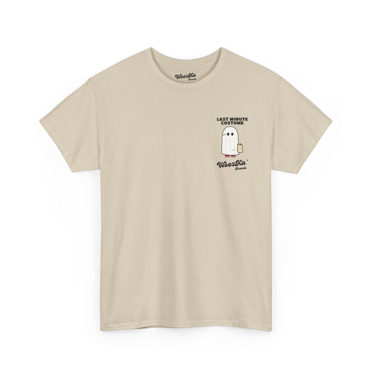 WoozKa Brands Lazy Halloween Costume T-Shirt, Funny Ghost Sheet Back Print