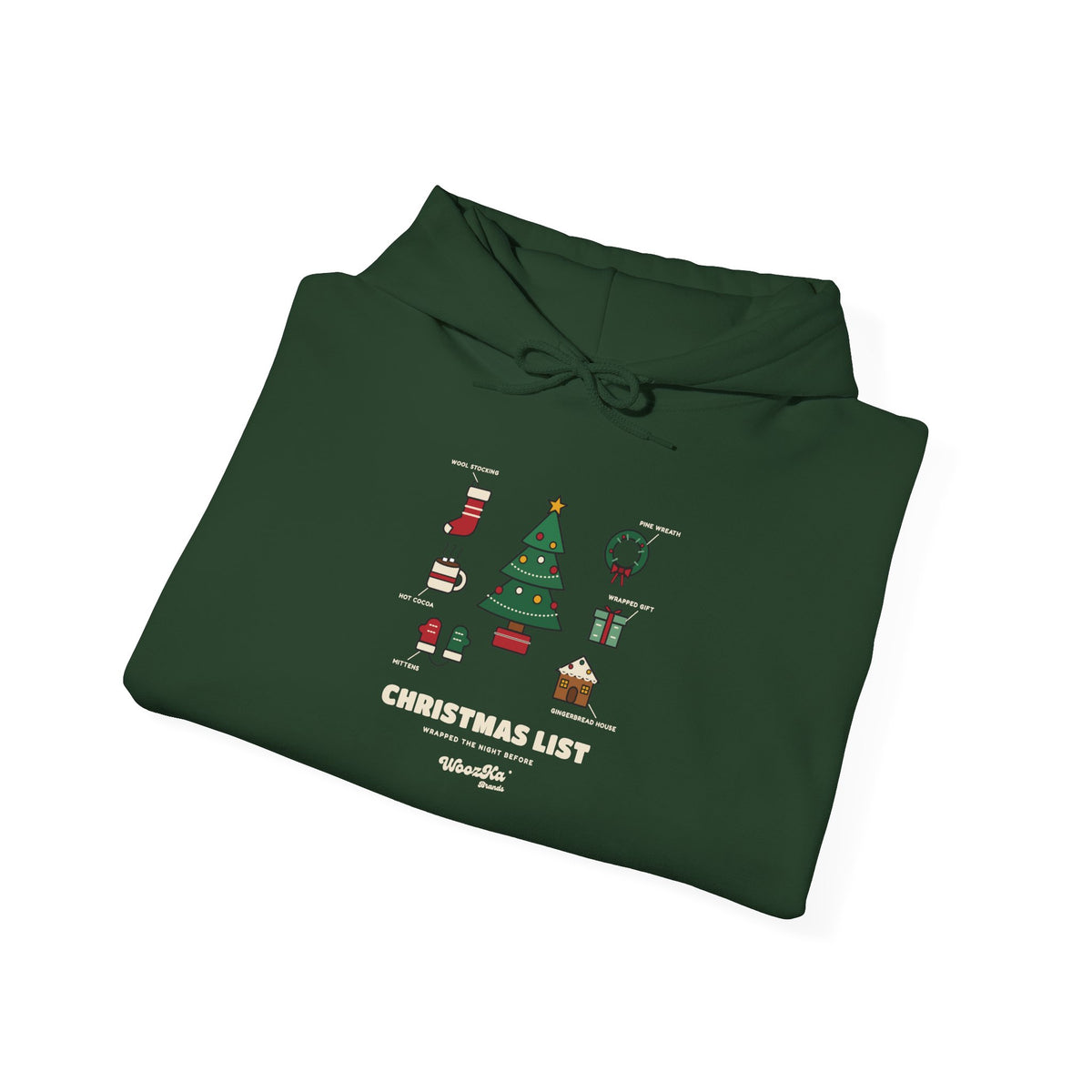 WoozKa Brands Cute Christmas Tree Hoodie, Holiday List Front Print