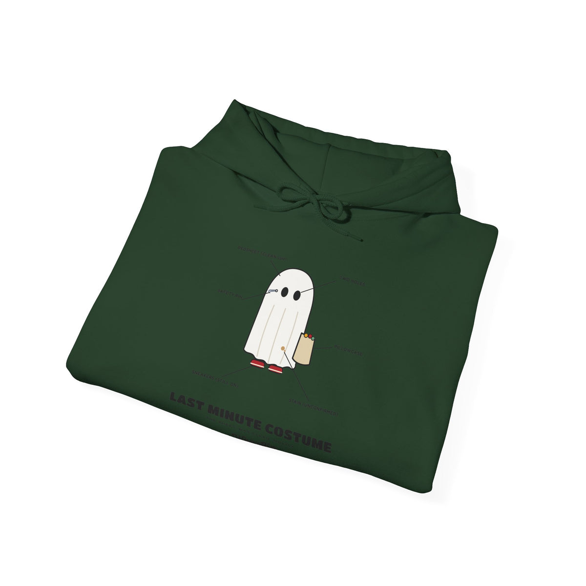 WoozKa Brands Lazy Halloween Costume Hoodie, Funny Ghost Sheet Front Print