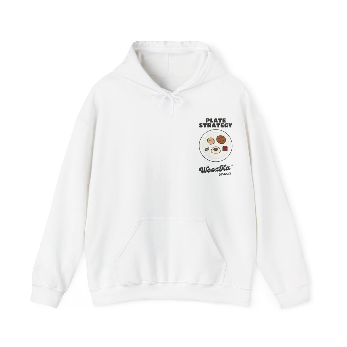 WoozKa Brands Funny Thanksgiving Hoodie, Turkey Dinner Wide Back Print