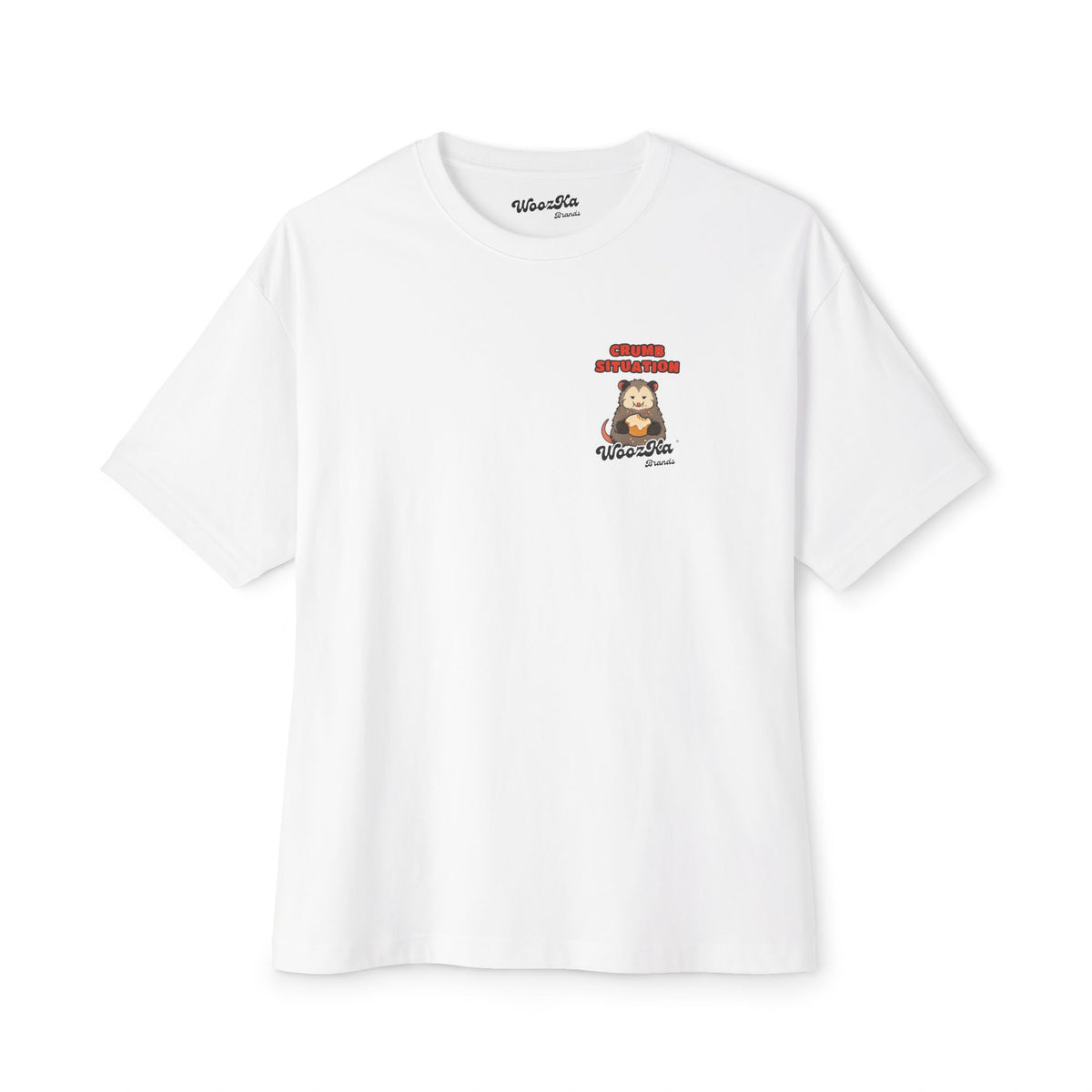 WoozKa Brands Crumb Situation Opossum Oversized Boxy T-Shirt, Two-Sided