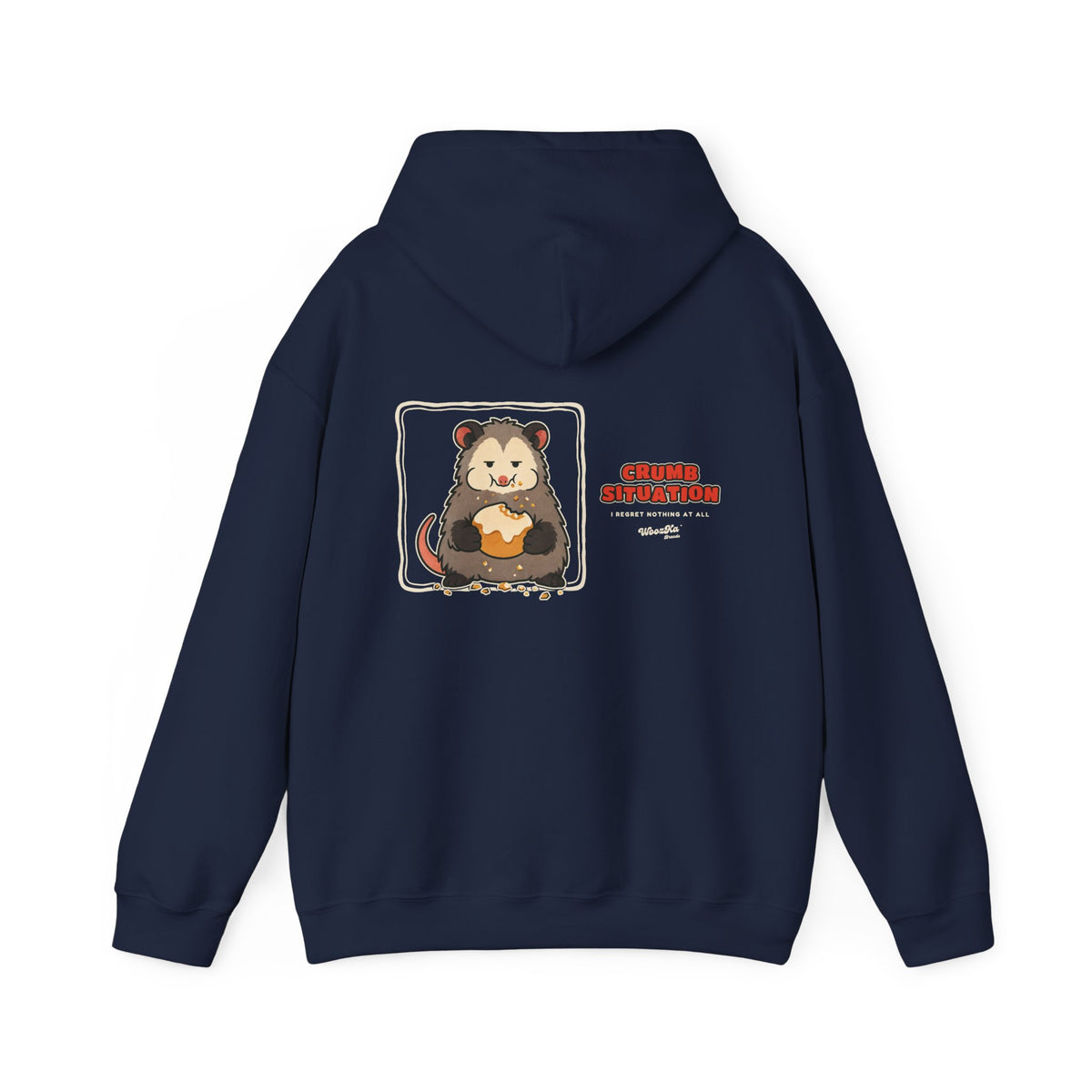 WoozKa Brands Crumb Situation Opossum Hoodie, Wide Back Graphic