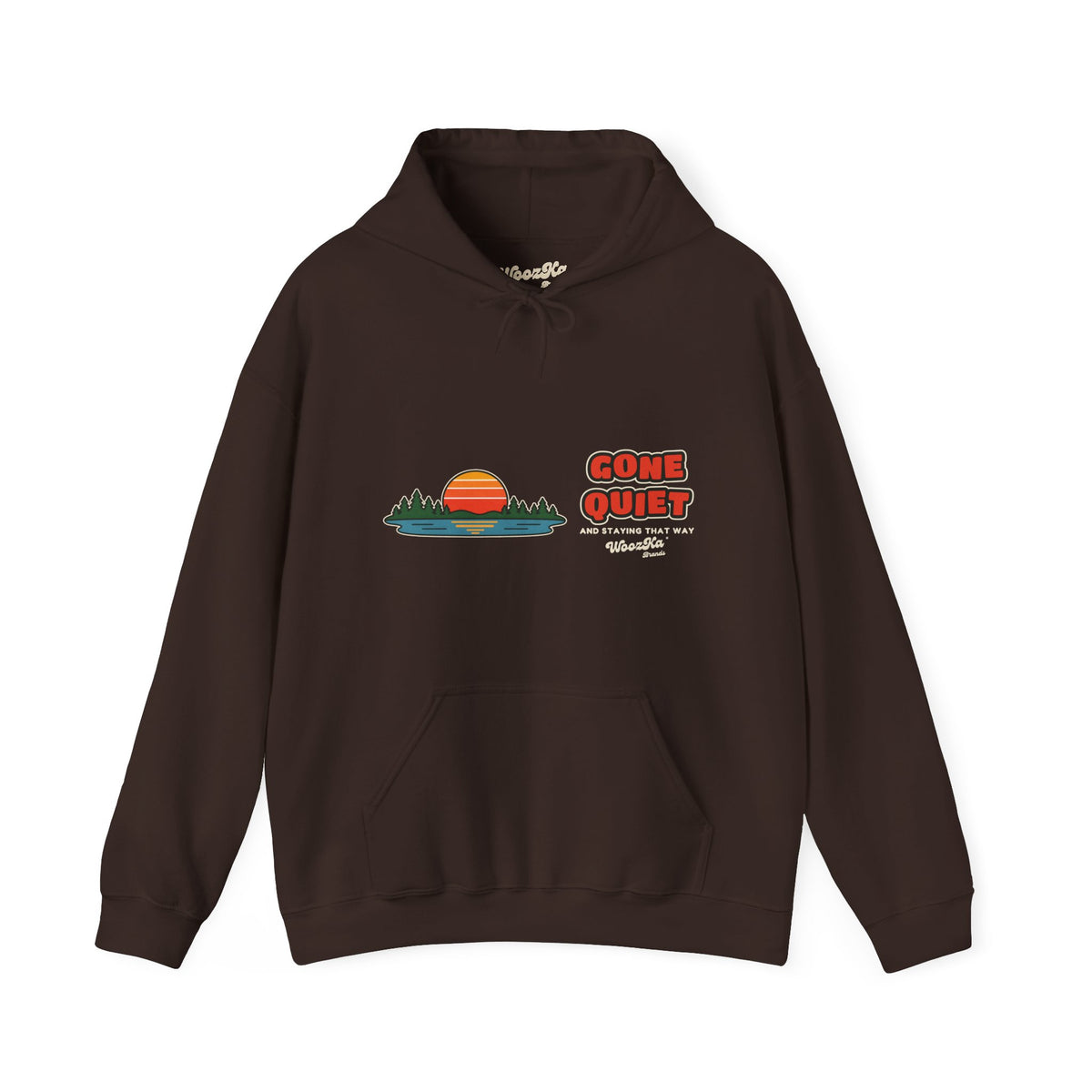 WoozKa Brands Retro Sunset Lake Hoodie, Nature Outdoors Wide Front Print