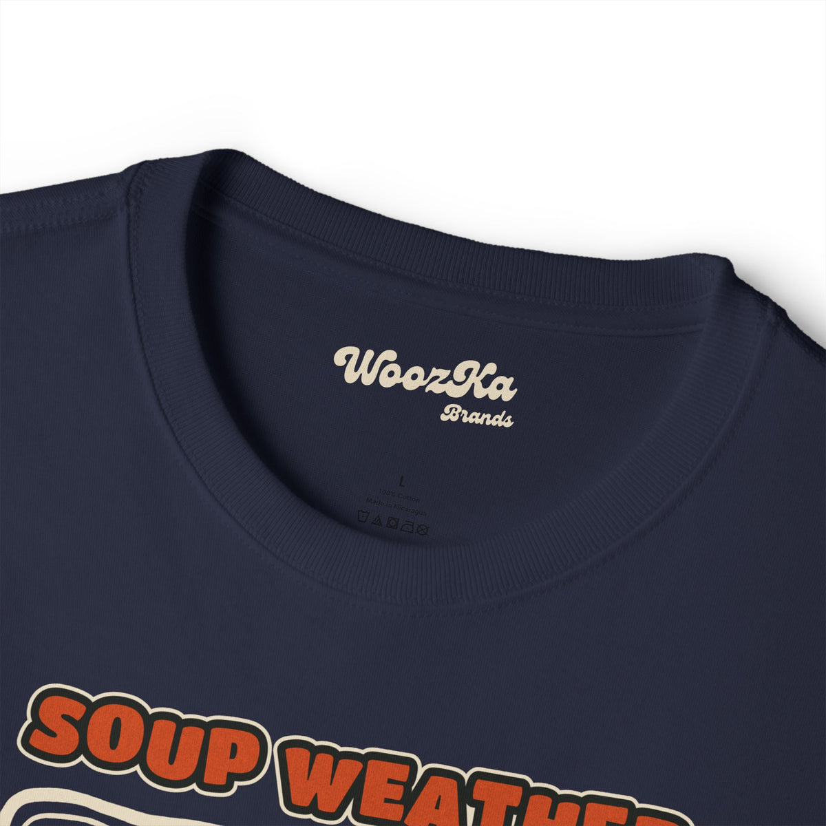 WoozKa Brands Soup Weather Bear Oversized Boxy T-Shirt, Front Graphic