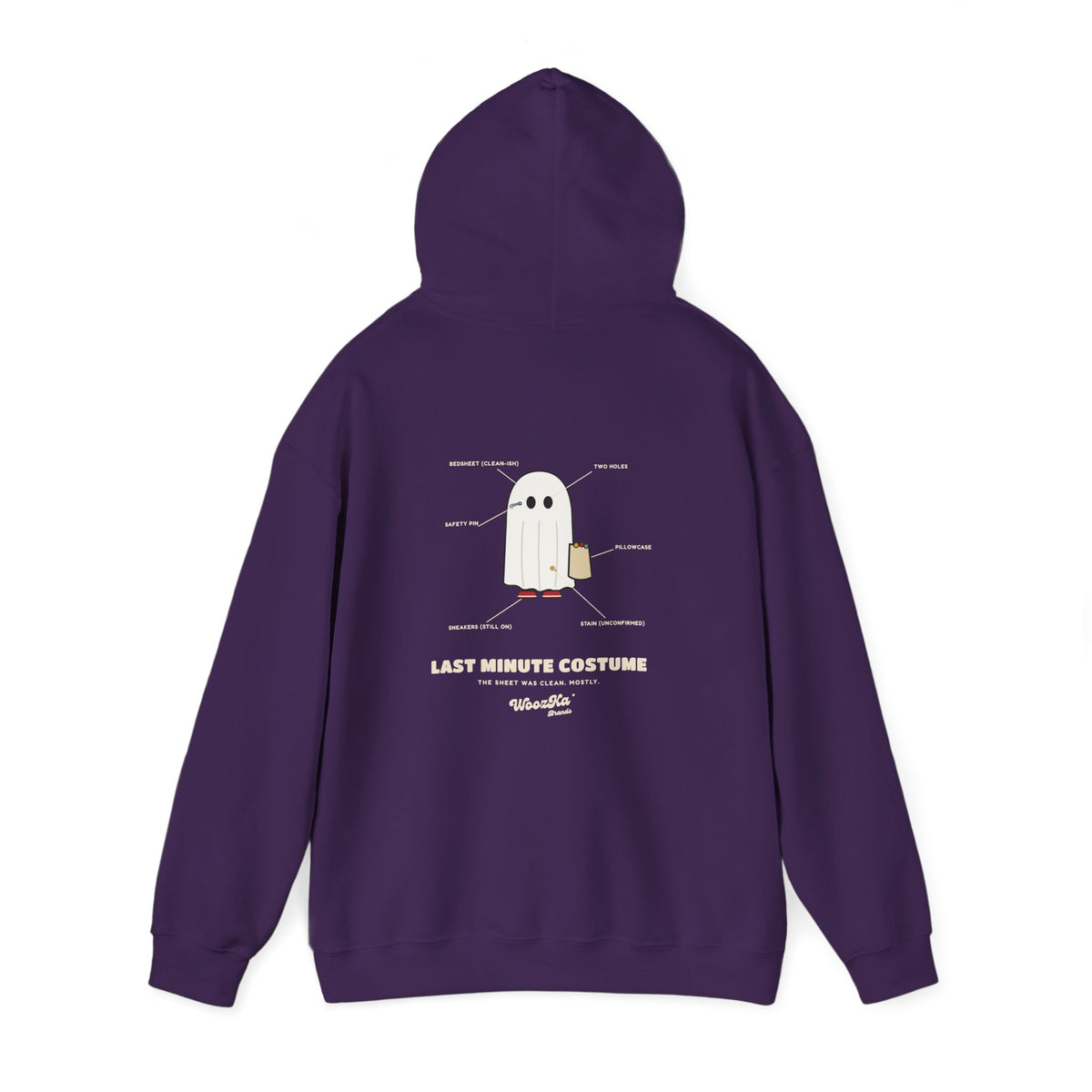WoozKa Brands Lazy Halloween Costume Hoodie, Funny Ghost Sheet Back Print