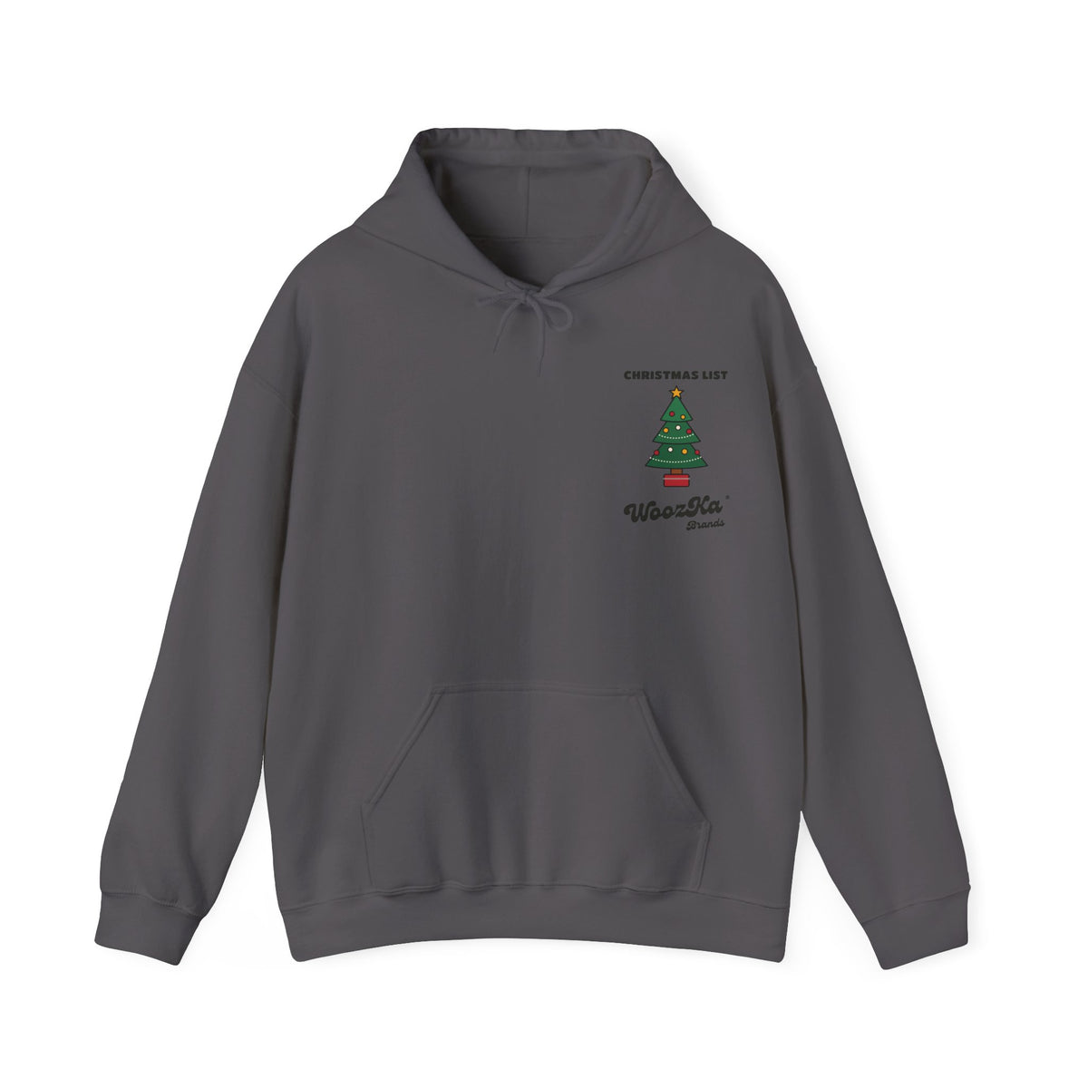 WoozKa Brands Cute Christmas Tree Hoodie, Holiday List Wide Back Print