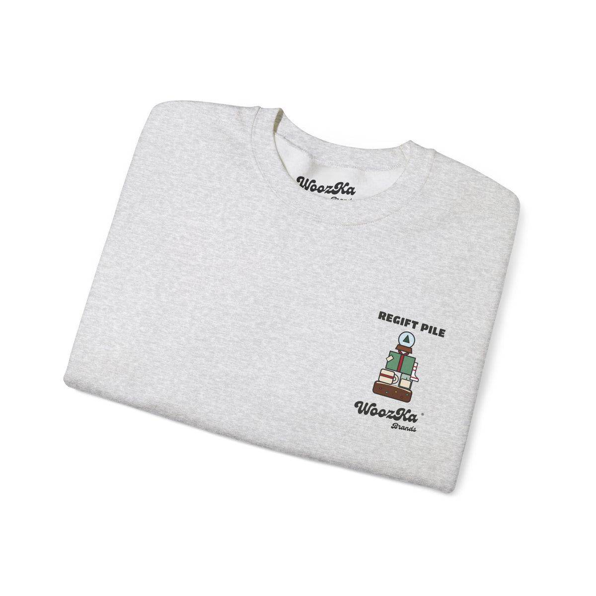 WoozKa Brands Funny Christmas Sweatshirt, Regift Office Party Back Print