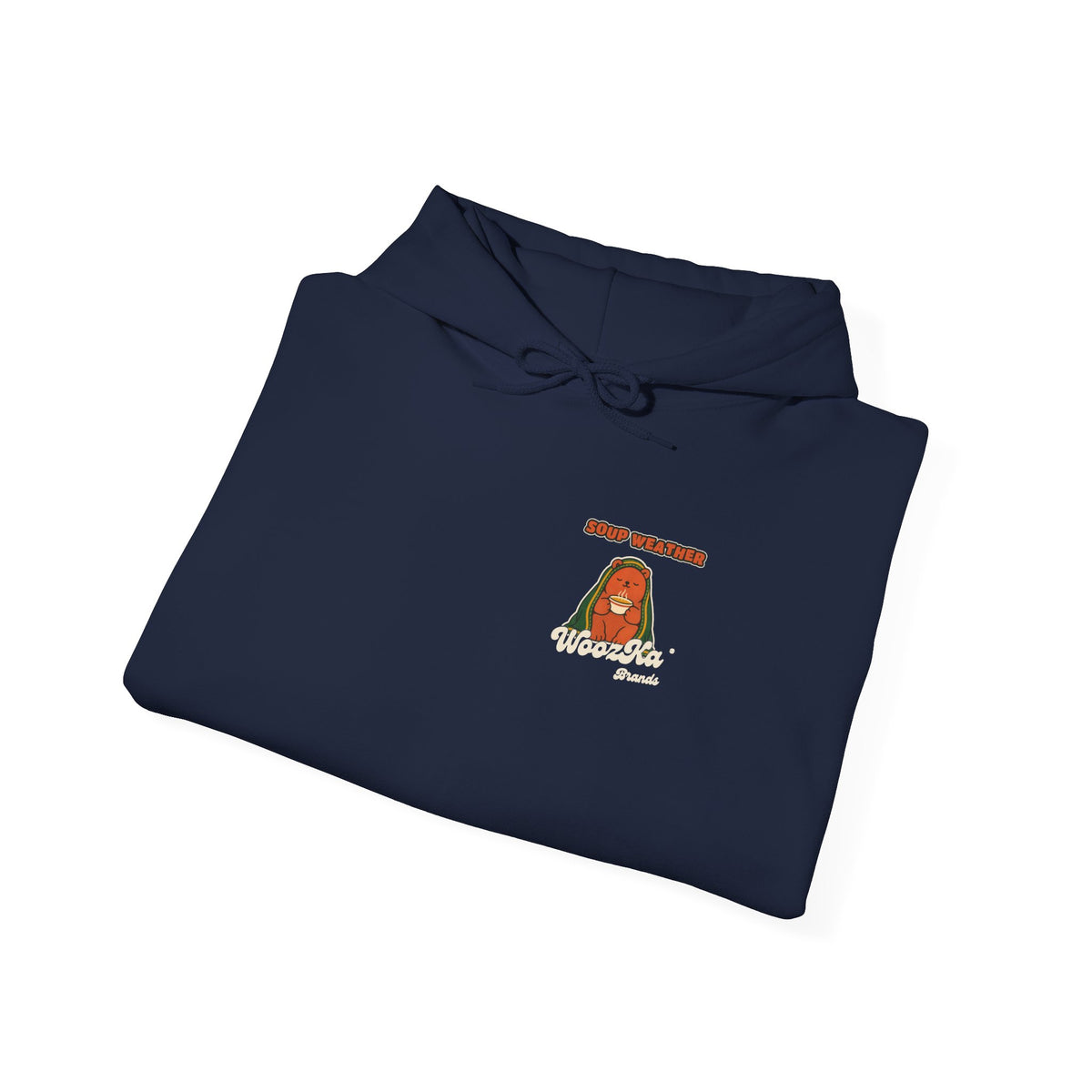 WoozKa Brands Soup Weather Bear Hoodie, Wide Back Graphic