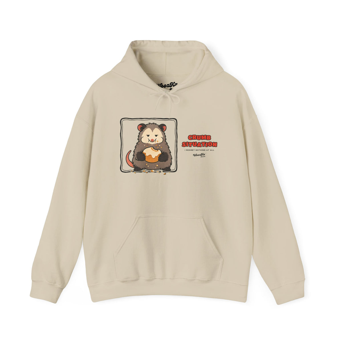 WoozKa Brands Crumb Situation Opossum Hoodie, Wide Front Graphic