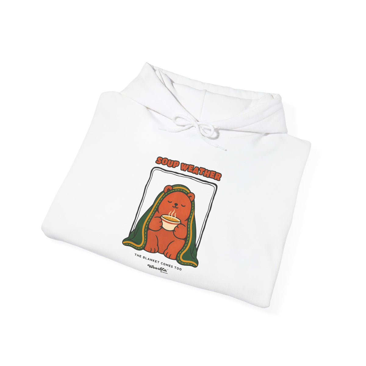 WoozKa Brands Soup Weather Bear Hoodie, Front Graphic