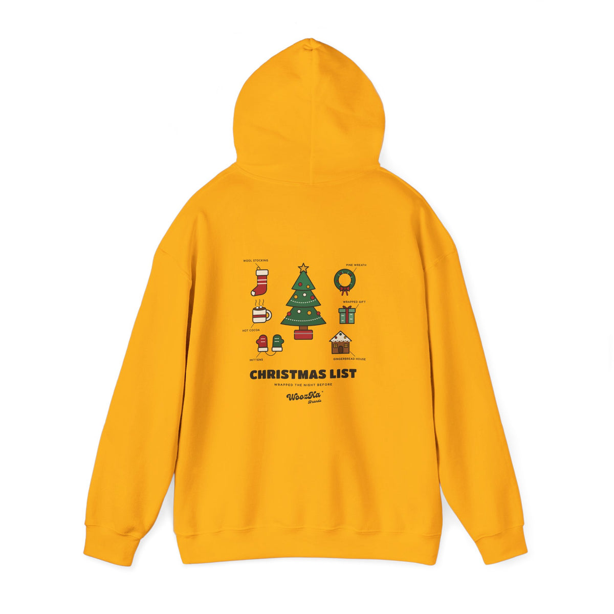 WoozKa Brands Cute Christmas Tree Hoodie, Holiday List Back Print