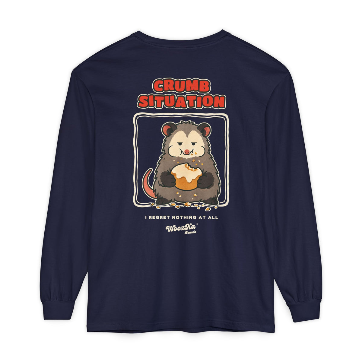 WoozKa Brands Crumb Situation Opossum Long Sleeve T-Shirt, Two-Sided