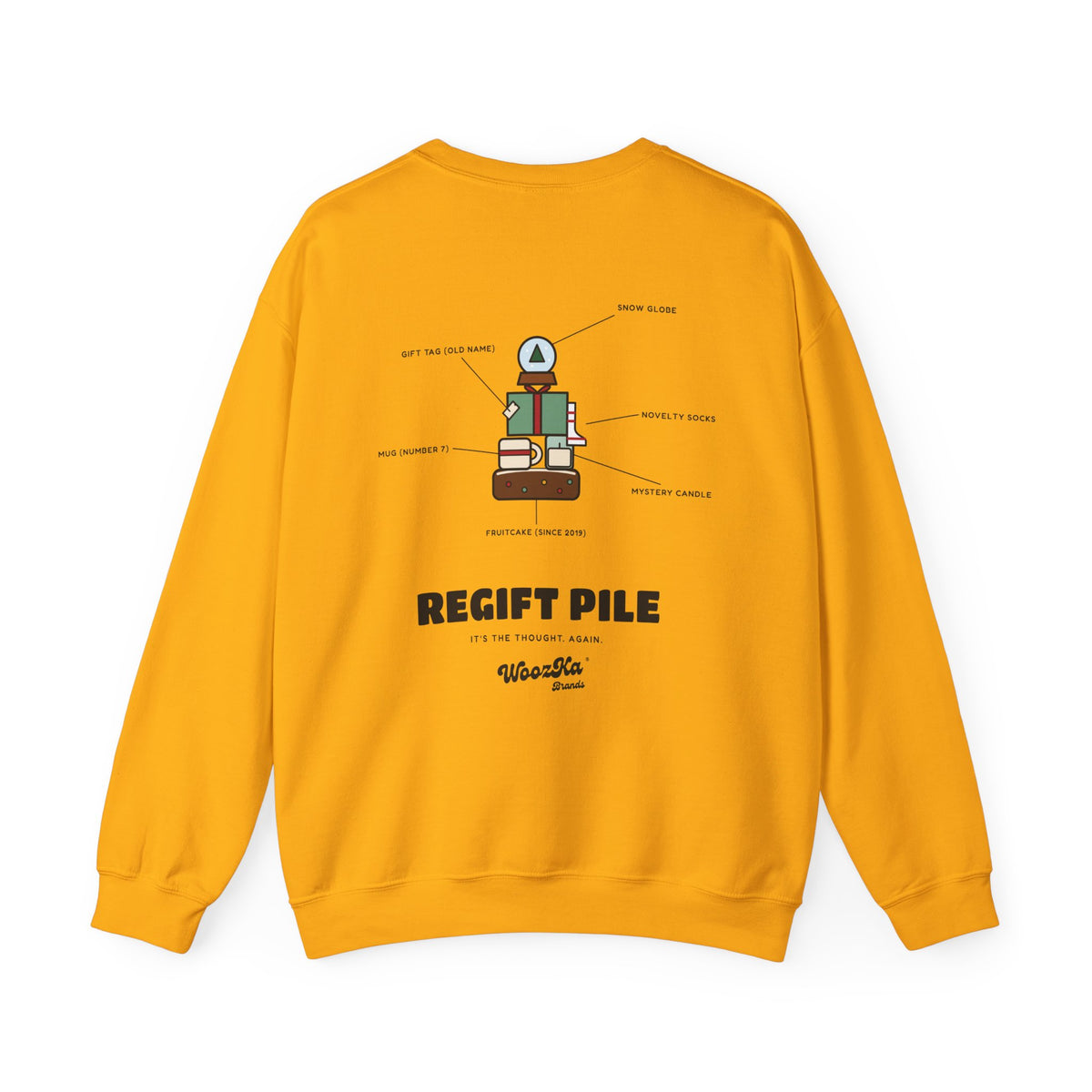 WoozKa Brands Funny Christmas Sweatshirt, Regift Office Party Back Print