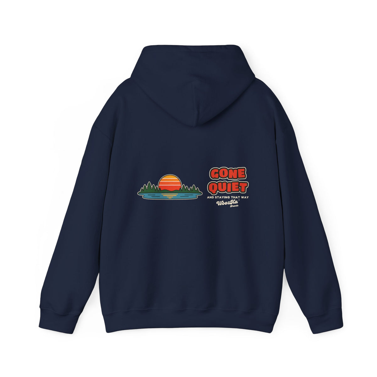 WoozKa Brands Retro Sunset Lake Hoodie, Nature Outdoors Wide Back Print