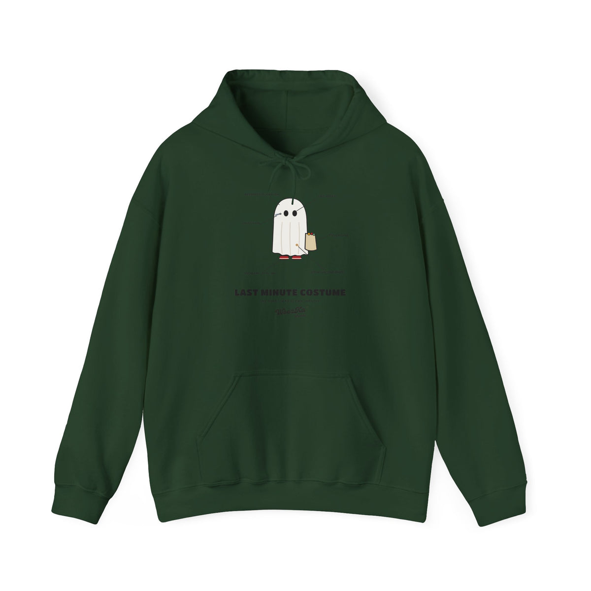 WoozKa Brands Lazy Halloween Costume Hoodie, Funny Ghost Sheet Front Print