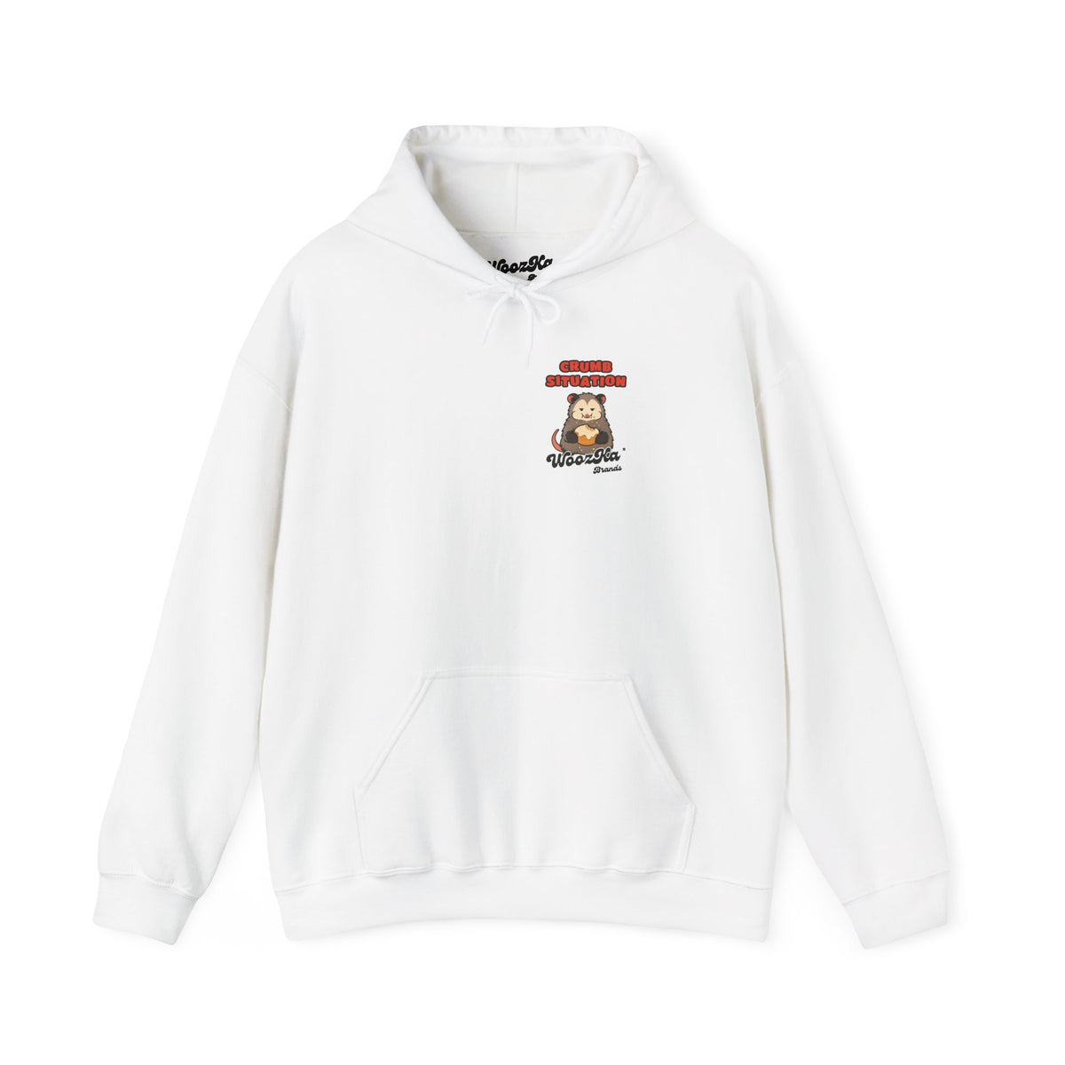 WoozKa Brands Crumb Situation Opossum Hoodie, Wide Back Graphic
