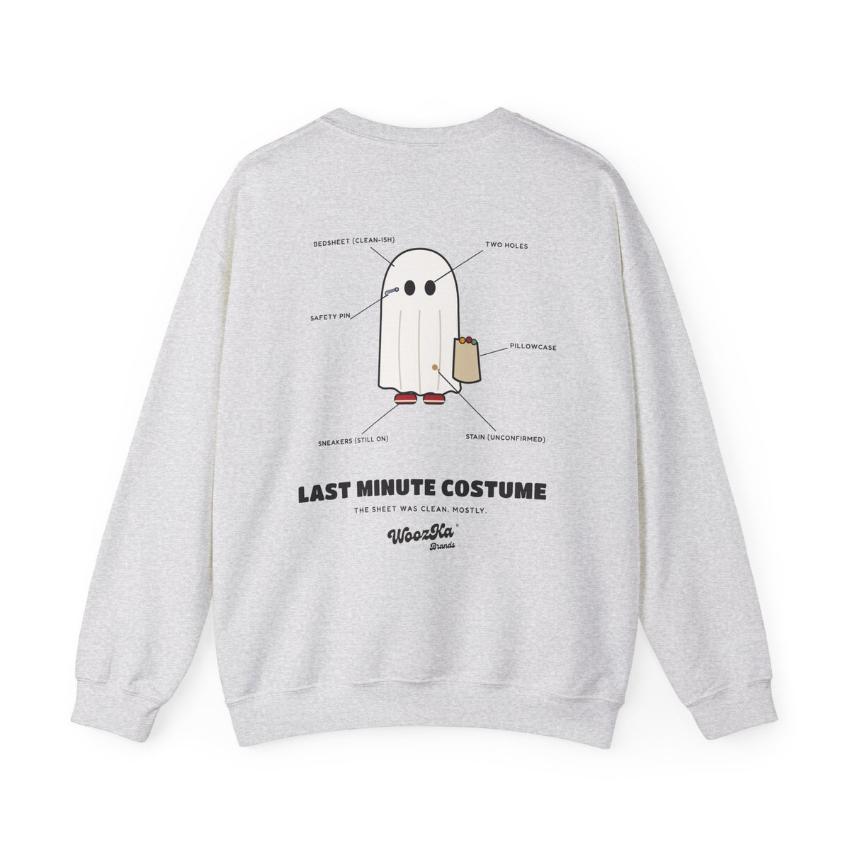 WoozKa Brands Lazy Halloween Costume Sweatshirt, Funny Ghost Back Print
