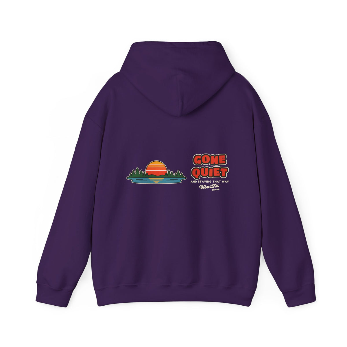 WoozKa Brands Retro Sunset Lake Hoodie, Nature Outdoors Wide Back Print