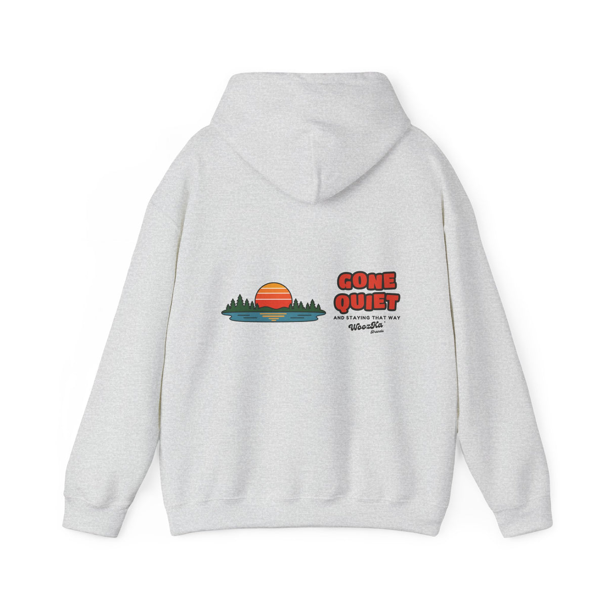 WoozKa Brands Retro Sunset Lake Hoodie, Nature Outdoors Wide Back Print
