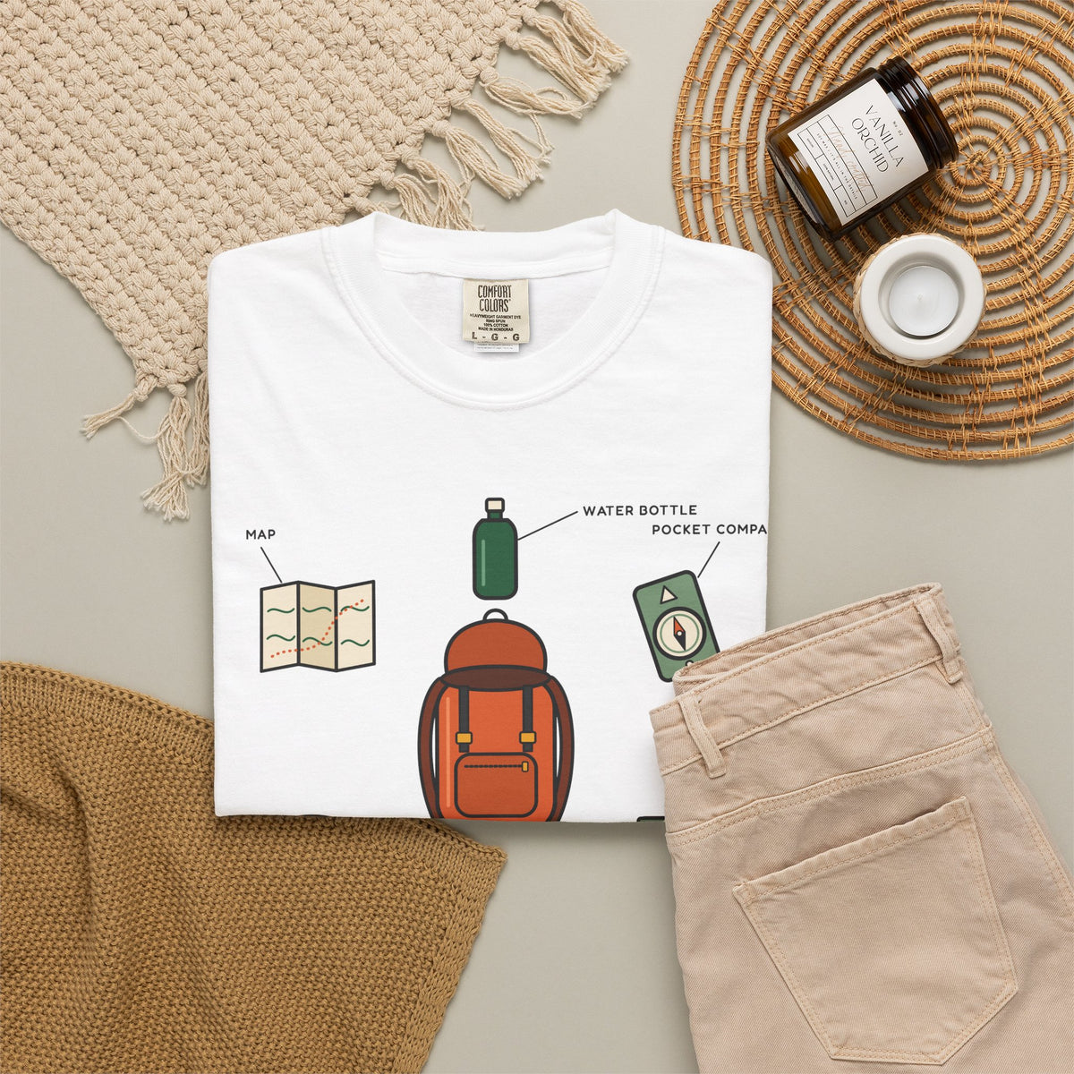 WoozKa Brands Hiking Heavyweight Tee, Backpacking Gear List Front Print