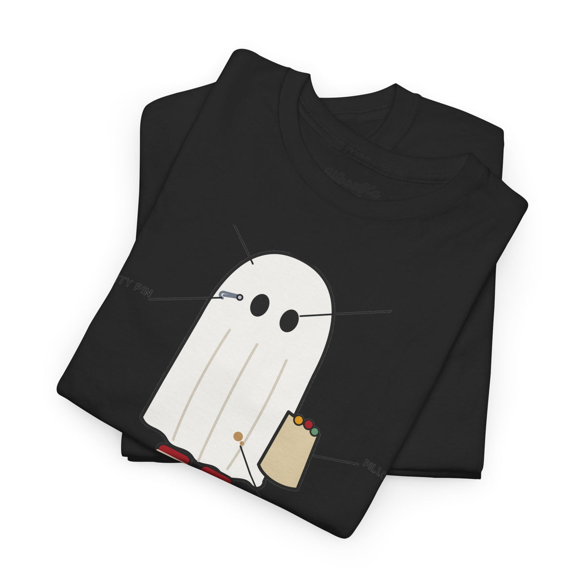 WoozKa Brands Lazy Halloween Costume T-Shirt, Funny Ghost Sheet Front Print